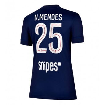 Billige Fotballdrakt Paris Saint-Germain Nuno Mendes #25 Replika Hjemmedrakt Dame 2025-26 Kortermet